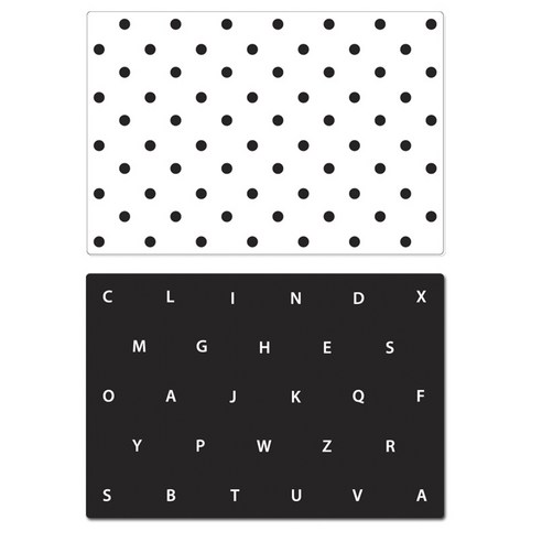 서머스트 실리콘 테이블매트 도트 + ABC, 화이트, 블랙, 425 x 295 mm