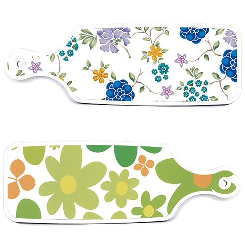 로엠디자인 서빙 도마 보드 2p floral 개나리보드 세트, floral 개나리보드, 로맨틱블루floral화이트보드, 1세트