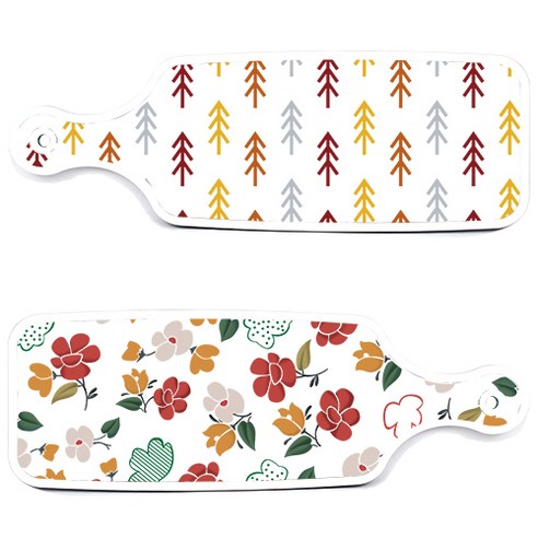 로엠디자인 서빙 도마 보드 2p floral 목련 패턴보드 세트, floral 목련 패턴보드, 소나무화이트보드, 1세트