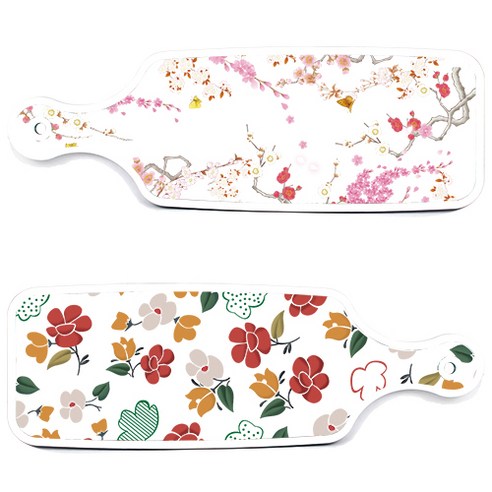 로엠디자인 서빙 도마 보드 2p floral 목련 패턴보드 세트, floral 목련 패턴보드, 로맨틱연지색floral보드, 1세트