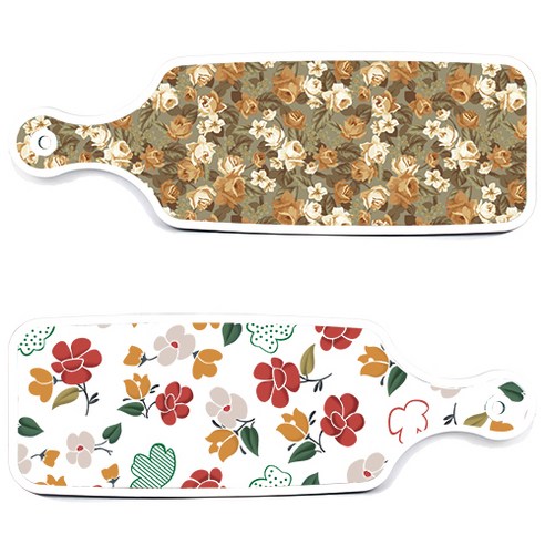 로엠디자인 서빙 도마 보드 2p floral 목련 패턴보드 세트, floral 목련 패턴보드, 토색플라워보드, 1세트