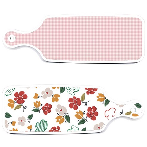 로엠디자인 서빙 도마 보드 2p floral 목련 패턴보드 세트, floral 목련 패턴보드, 훈색체크보드, 1세트