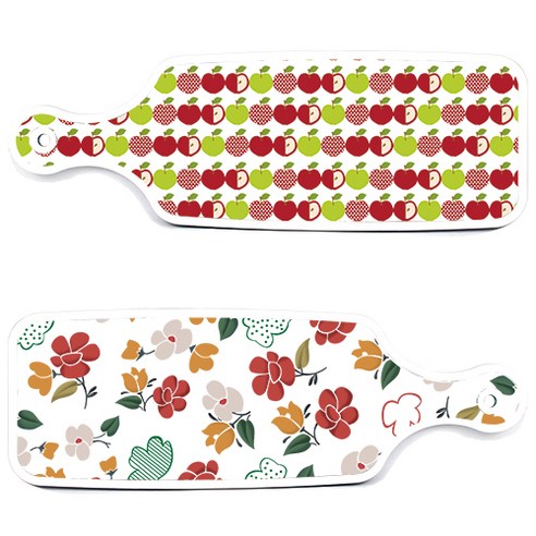 로엠디자인 서빙 도마 보드 2p floral 목련 패턴보드 세트, floral 목련 패턴보드, 애플화이트보드, 1세트