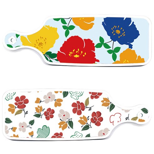 로엠디자인 서빙 도마 보드 2p floral 목련 패턴보드 세트, floral 목련 패턴보드, 국화블루옥색보드, 1세트