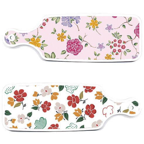 로엠디자인 서빙 도마 보드 2p floral 목련 패턴보드 세트, floral 목련 패턴보드, 로맨틱레드floral연분홍색보드, 1세트