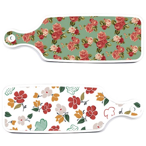 로엠디자인 서빙 도마 보드 2p floral 목련 패턴보드 세트, floral 목련 패턴보드, 취람색장미보드, 1세트
