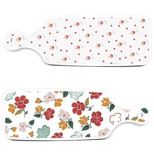 로엠디자인 서빙 도마 보드 2p floral 목련 패턴보드 세트, floral 목련 패턴보드, 홍황색플라워보드, 1세트