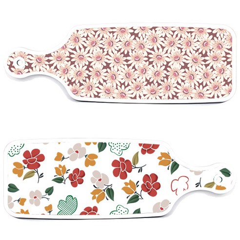 로엠디자인 서빙 도마 보드 2p floral 목련 패턴보드 세트, floral 목련 패턴보드, 자색플라워패턴보드, 1세트