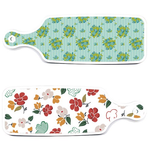 로엠디자인 서빙 도마 보드 2p floral 목련 패턴보드 세트, floral 목련 패턴보드, 옥색넝쿨로즈보드, 1세트