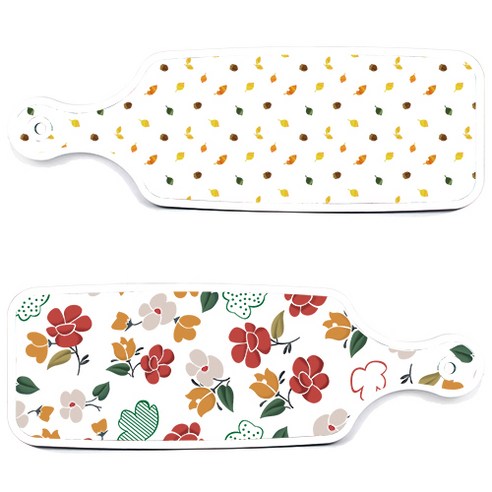 로엠디자인 서빙 도마 보드 2p floral 목련 패턴보드 세트, floral 목련 패턴보드, 도토리화이트보드, 1세트