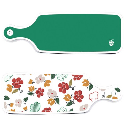 로엠디자인 서빙 도마 보드 2p floral 목련 패턴보드 세트, floral 목련 패턴보드, 그린보드, 1세트