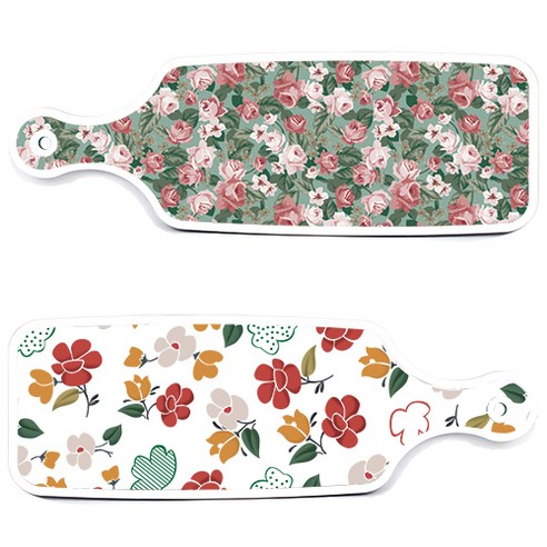 로엠디자인 서빙 도마 보드 2p floral 목련 패턴보드 세트, floral 목련 패턴보드, 흑록색가든플라워보드, 1세트