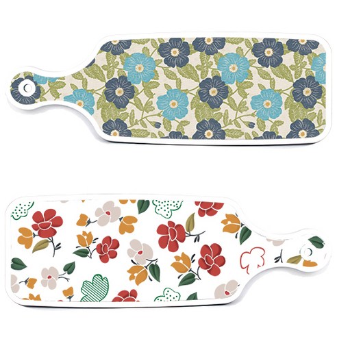 로엠디자인 서빙 도마 보드 2p floral 목련 패턴보드 세트, floral 목련 패턴보드, 플라워자황색보드, 1세트