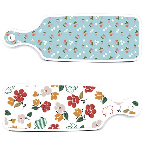 로엠디자인 서빙 도마 보드 2p floral 목련 패턴보드 세트, floral 목련 패턴보드, 천청색체리보드, 1세트