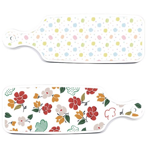 로엠디자인 서빙 도마 보드 2p floral 목련 패턴보드 세트, floral 목련 패턴보드, 마카롱보드, 1세트
