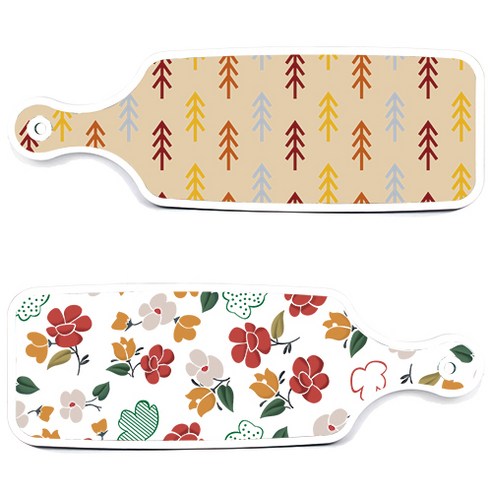 로엠디자인 서빙 도마 보드 2p floral 목련 패턴보드 세트, floral 목련 패턴보드, 소나무두목색보드, 1세트