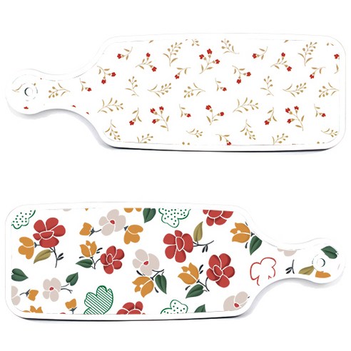 로엠디자인 서빙 도마 보드 2p floral 목련 패턴보드 세트, floral 목련 패턴보드, 장단색꽃고비보드, 1세트