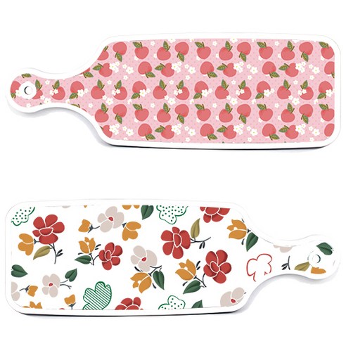 로엠디자인 서빙 도마 보드 2p floral 목련 패턴보드 세트, floral 목련 패턴보드, 핑크복숭아보드, 1세트