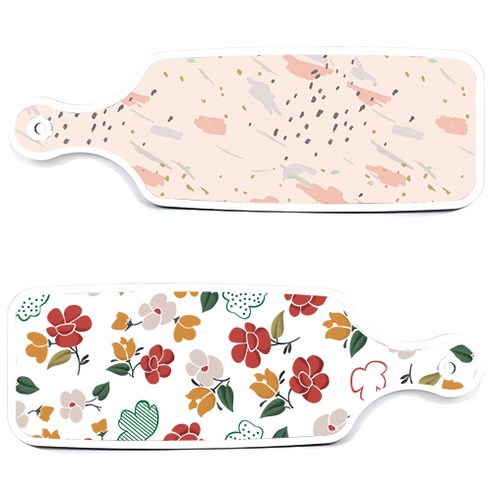 로엠디자인 서빙 도마 보드 2p floral 목련 패턴보드 세트, floral 목련 패턴보드, 패턴자국보드, 1세트