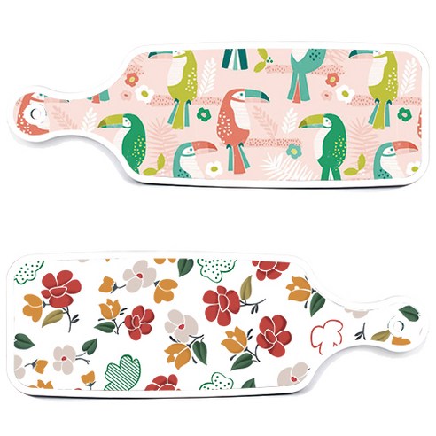 로엠디자인 서빙 도마 보드 2p floral 목련 패턴보드 세트, floral 목련 패턴보드, 구관조핑크보드, 1세트