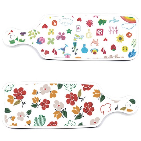 로엠디자인 서빙 도마 보드 2p floral 목련 패턴보드 세트, floral 목련 패턴보드, 수채화아트클립보드, 1세트