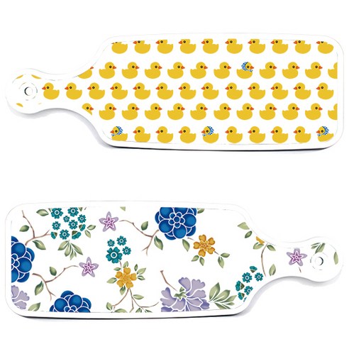 로엠디자인 서빙 도마 보드 2p 로맨틱 블루 floral 화이트 세트, 로맨틱 블루 floral 화이트, 오리, 1세트