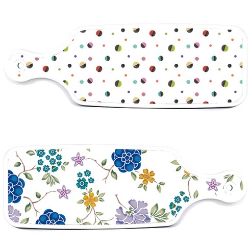 로엠디자인 서빙 도마 보드 2p 로맨틱 블루 floral 화이트 세트, 로맨틱 블루 floral 화이트, 배색 원형, 1세트