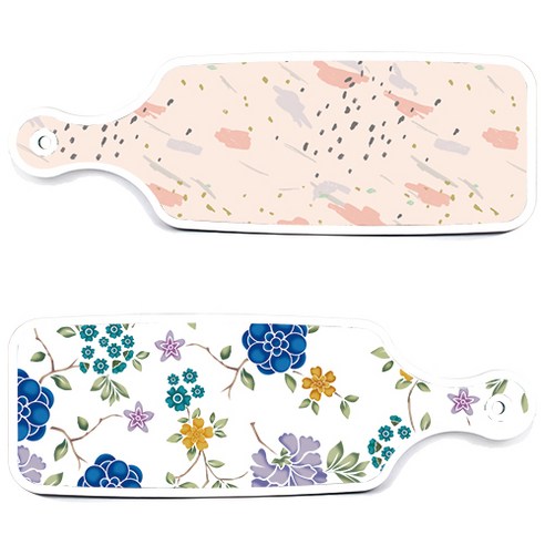 로엠디자인 서빙 도마 보드 2p 로맨틱 블루 floral 화이트 세트, 로맨틱 블루 floral 화이트, 패턴 자국, 1세트