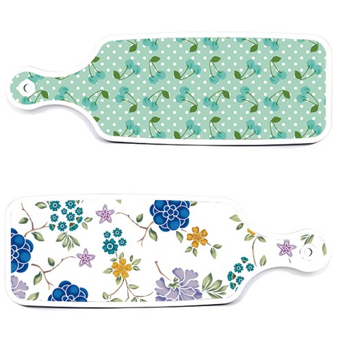 로엠디자인 서빙 도마 보드 2p 로맨틱 블루 floral 화이트 세트, 로맨틱 블루 floral 화이트, 옥색 체리, 1세트