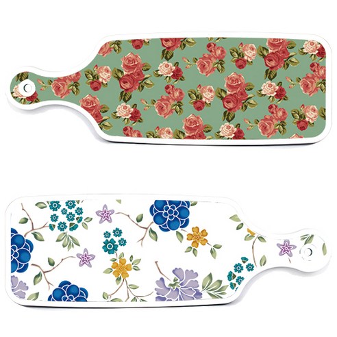 로엠디자인 서빙 도마 보드 2p 로맨틱 블루 floral 화이트 세트, 로맨틱 블루 floral 화이트, 취람색 장미, 1세트