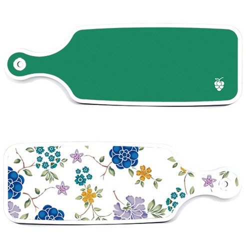 로엠디자인 서빙 도마 보드 2p 로맨틱 블루 floral 화이트 세트, 로맨틱 블루 floral 화이트, 그린, 1세트