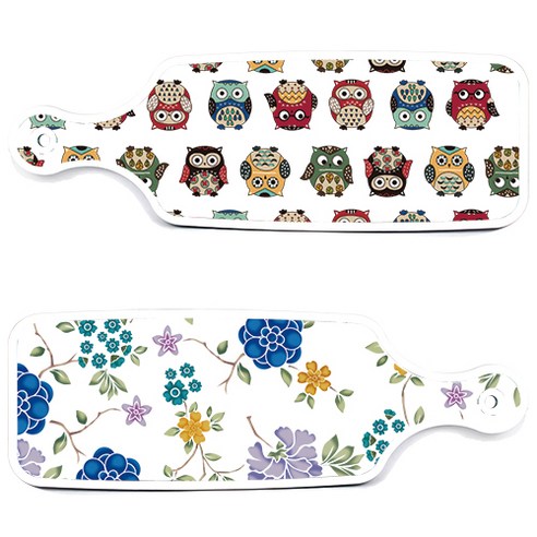 로엠디자인 서빙 도마 보드 2p 로맨틱 블루 floral 화이트 세트, 로맨틱 블루 floral 화이트, Cute 부엉이, 1세트