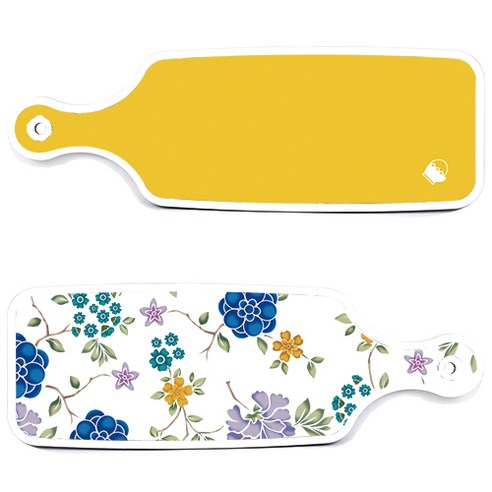 로엠디자인 서빙 도마 보드 2p 로맨틱 블루 floral 화이트 세트, 로맨틱 블루 floral 화이트, 라임, 1세트