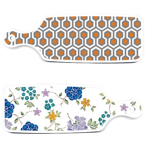 로엠디자인 서빙 도마 보드 2p 로맨틱 블루 floral 화이트 세트, 로맨틱 블루 floral 화이트, 샤이닝 패턴, 1세트