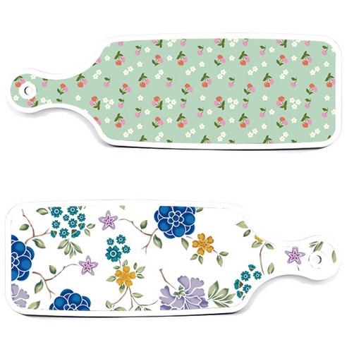 로엠디자인 서빙 도마 보드 2p 로맨틱 블루 floral 화이트 세트, 로맨틱 블루 floral 화이트, 비색 체리, 1세트