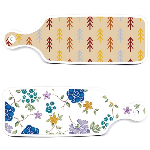 로엠디자인 서빙 도마 보드 2p 로맨틱 블루 floral 화이트 세트, 로맨틱 블루 floral 화이트, 소나무 두목색, 1세트
