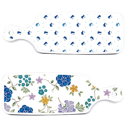 로엠디자인 서빙 도마 보드 2p 로맨틱 블루 floral 화이트 세트, 로맨틱 블루 floral 화이트, 펭귄, 1세트