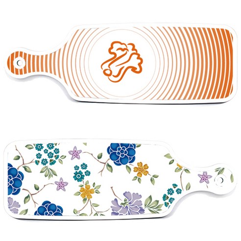 로엠디자인 서빙 도마 보드 2p 로맨틱 블루 floral 화이트 세트, 로맨틱 블루 floral 화이트, 배추 라인 주황, 1세트