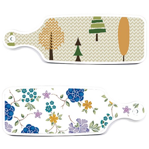 로엠디자인 서빙 도마 보드 2p 로맨틱 블루 floral 화이트 세트, 로맨틱 블루 floral 화이트, 숲 패턴 2, 1세트