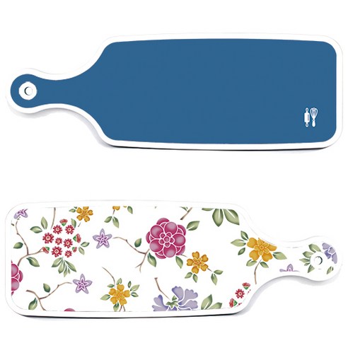 로엠디자인 서빙 도마 보드 2p 로맨틱레드 floral 화이트 세트, 로맨틱레드floral화이트, 다크블루, 1세트