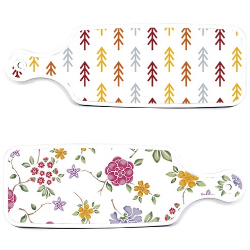 로엠디자인 서빙 도마 보드 2p 로맨틱레드 floral 화이트 세트, 로맨틱레드floral화이트, 소나무화이트, 1세트