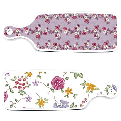 로엠디자인 서빙 도마 보드 2p 로맨틱레드 floral 화이트 세트, 로맨틱레드floral화이트, 벽람색플라워, 1세트