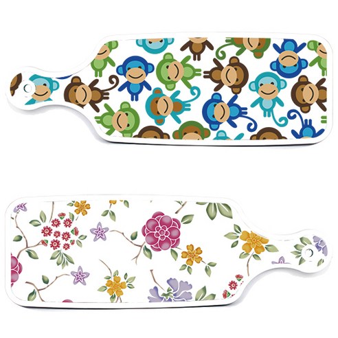 로엠디자인 서빙 도마 보드 2p 로맨틱레드 floral 화이트 세트, 로맨틱레드floral화이트, 원숭이, 1세트