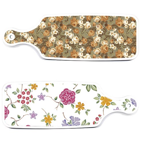 로엠디자인 서빙 도마 보드 2p 로맨틱레드 floral 화이트 세트, 로맨틱레드floral화이트, 토색플라워, 1세트