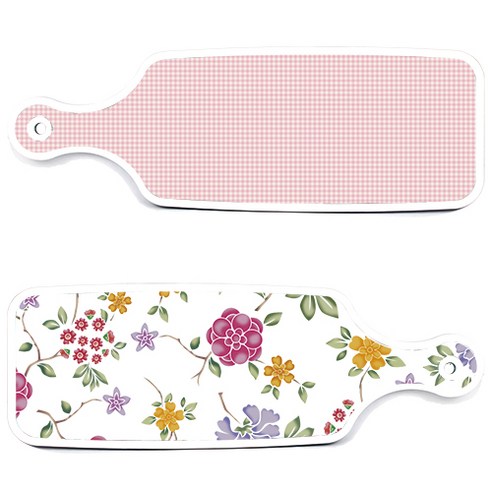 로엠디자인 서빙 도마 보드 2p 로맨틱레드 floral 화이트 세트, 로맨틱레드floral화이트, 훈색체크, 1세트