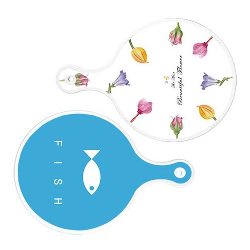 로엠디자인 서빙 도마 보드 2p 로맨틱패턴플라워원형보드 세트, 로맨틱패턴플라워원형보드, 피쉬블루원형보드, 1세트