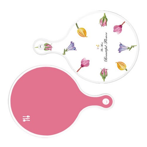 로엠디자인 서빙 도마 보드 2p 로맨틱패턴플라워원형보드 세트, 로맨틱패턴플라워원형보드, 핑크원형보드, 1세트