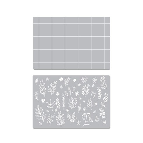서머스트 실리콘 테이블매트 2p 심플체크 그레이 세트, 심플체크 그레이, 리프 그레이, 425 x 295 mm