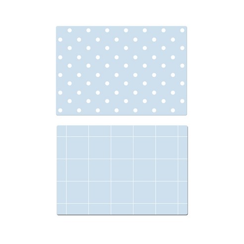 서머스트 실리콘 테이블 매트 DOT + SIMPLE CHECK, 스카이블루, 425 x 295 mm