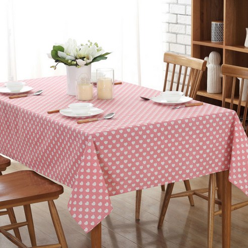 이코디 하트 체리쉬 테이블 보, 핑크, 140 x 160 cm